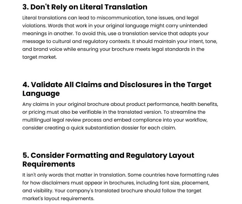 7 Tips for Rule-Safe Brochure Translation