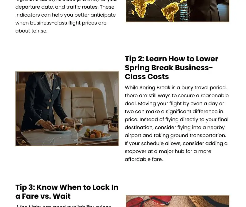 3 Tips to Lower Spring Break Business-Class Fares