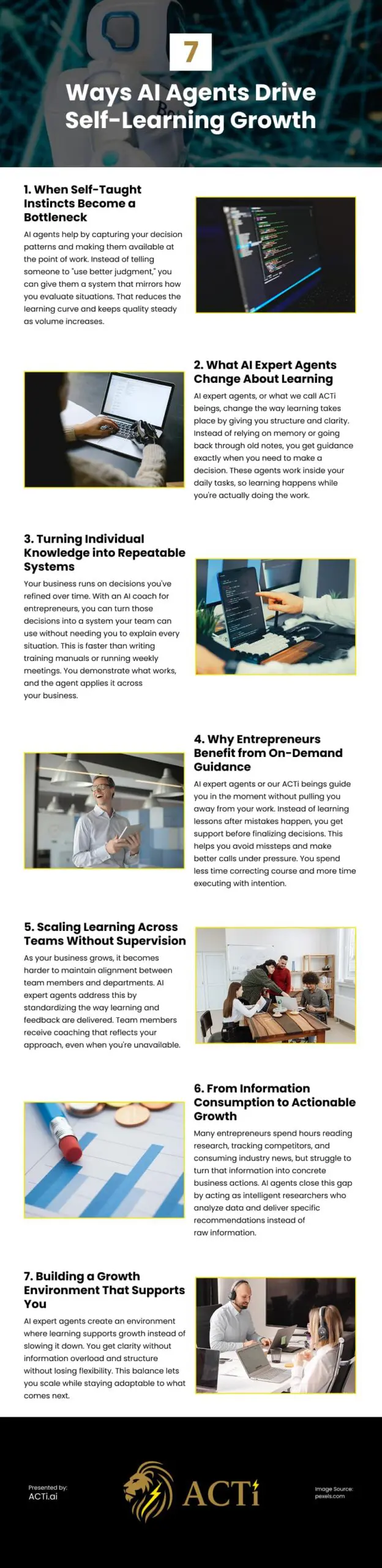 7 Ways AI Agents Drive Self-Learning Growth Infographic