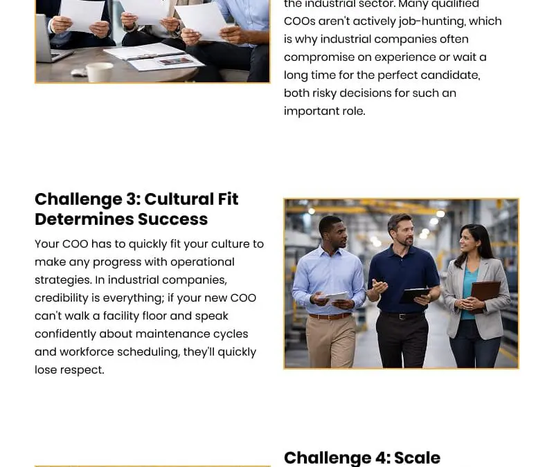 5 COO Executive Search Challenges for Industrial Companies