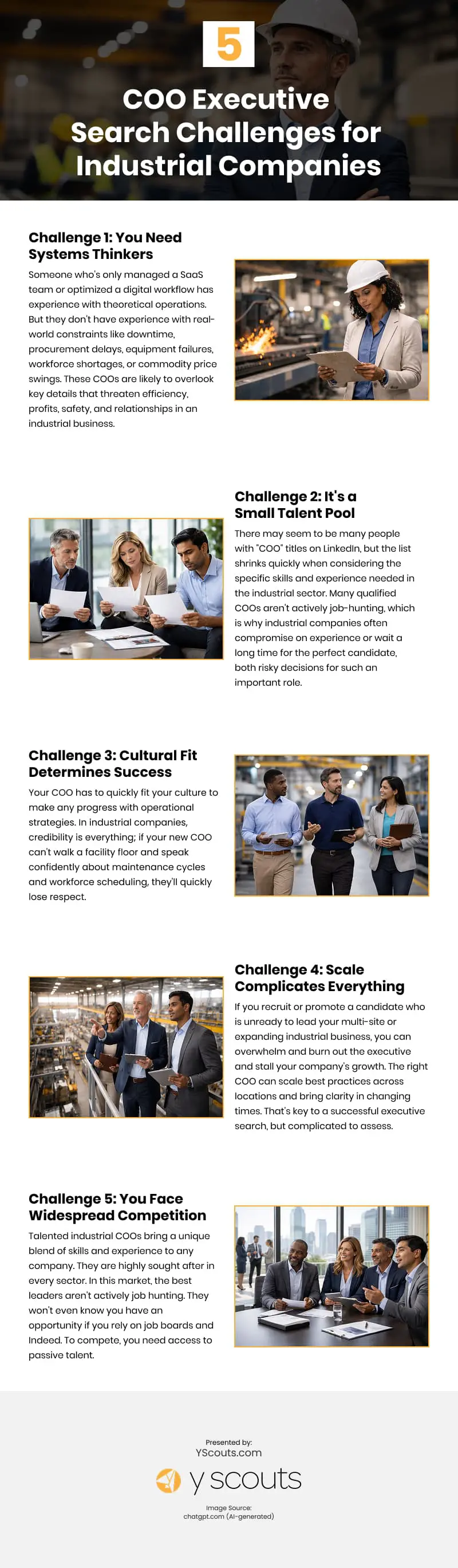 5 COO Executive Search Challenges for Industrial Companies Infographic