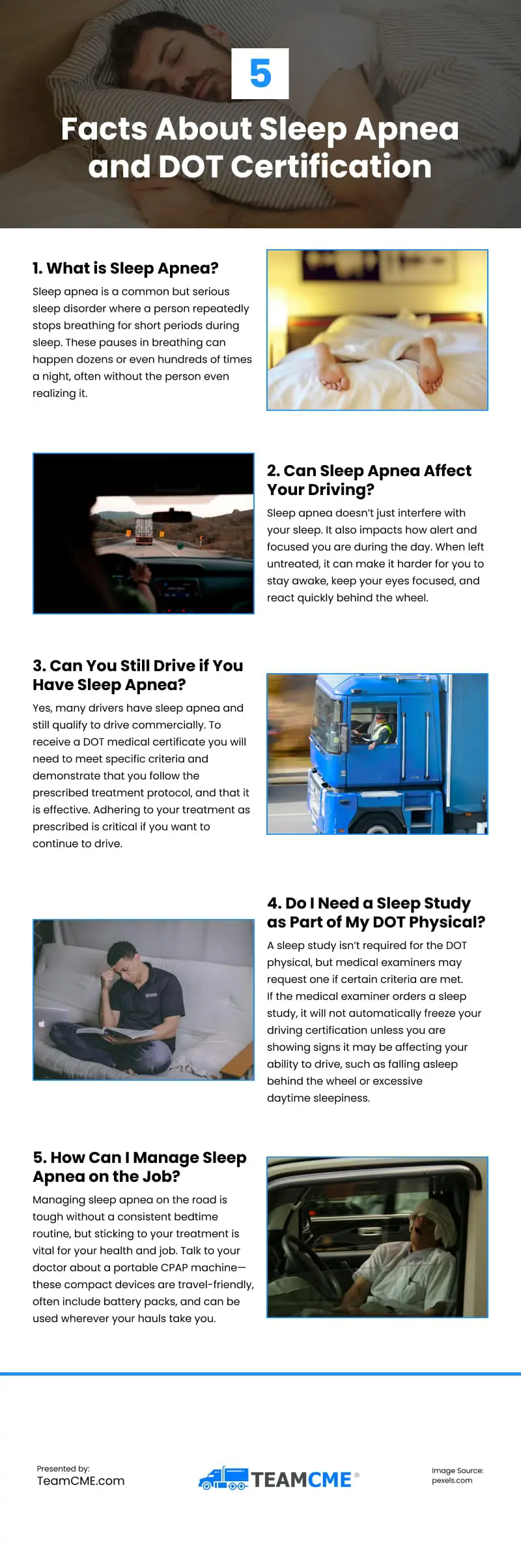 5 Facts About Sleep Apnea and DOT Certification Infographic