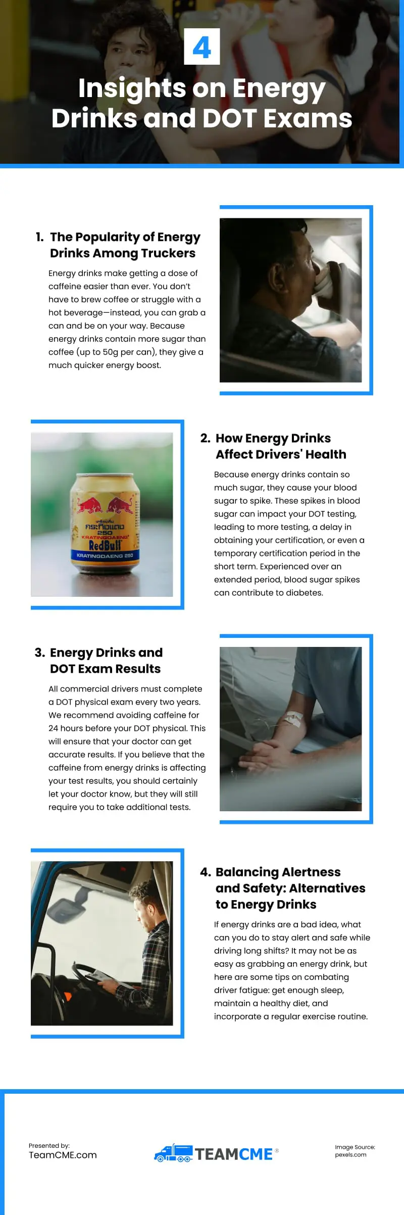 4 Insights on Energy Drinks and DOT Exams Infographic