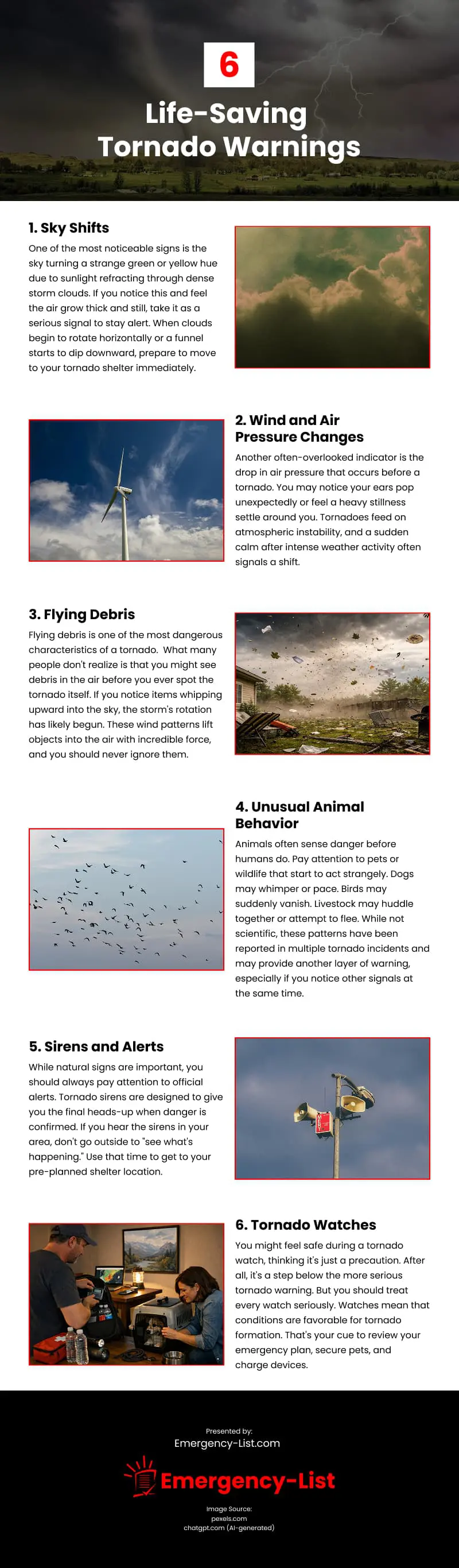 6 Life-Saving Tornado Warnings Infographic 6 Life-Saving Tornado Warnings Infographic