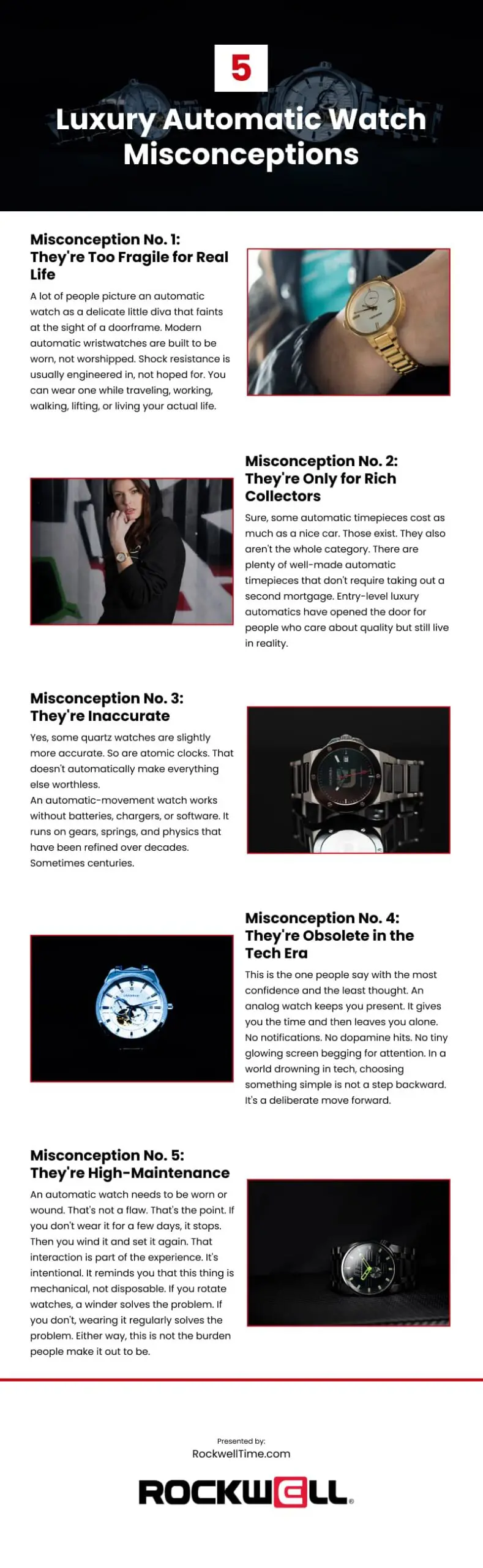5 Luxury Automatic Watch Misconceptions Infographic