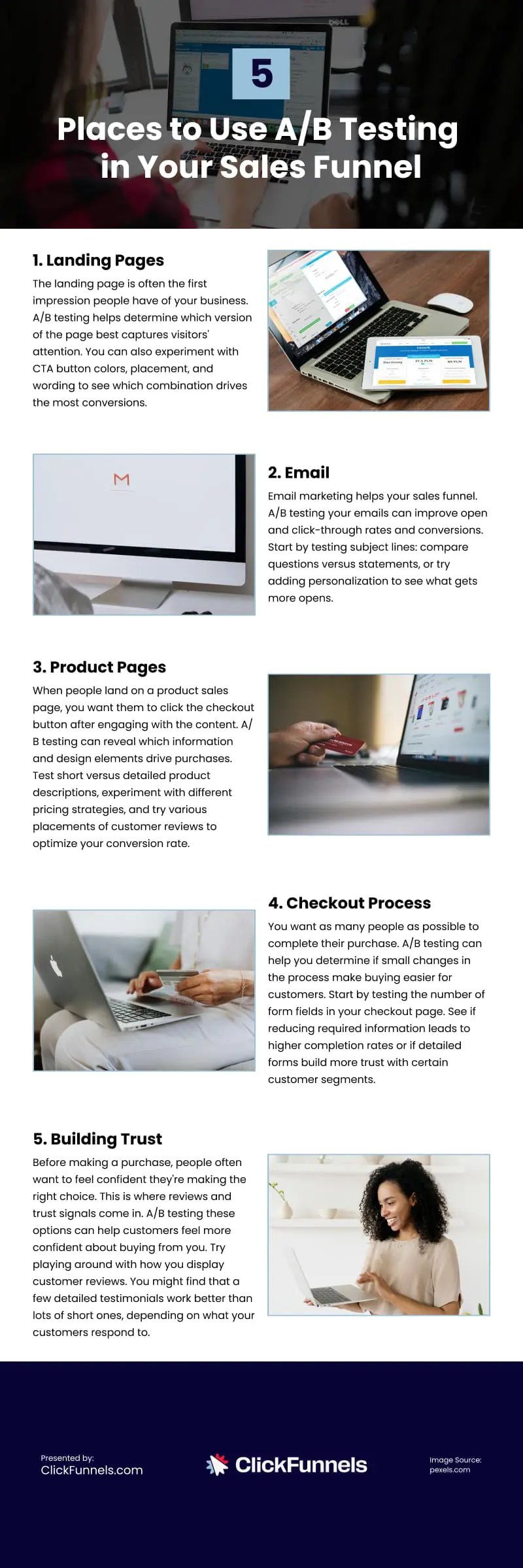 5 Places to Use A/B Testing in Your Sales Funnel Infographic