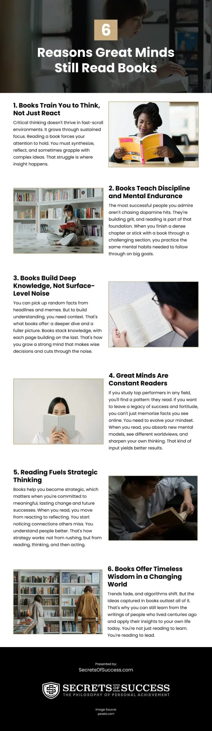 6 Reasons Great Minds Still Read Books Infographic