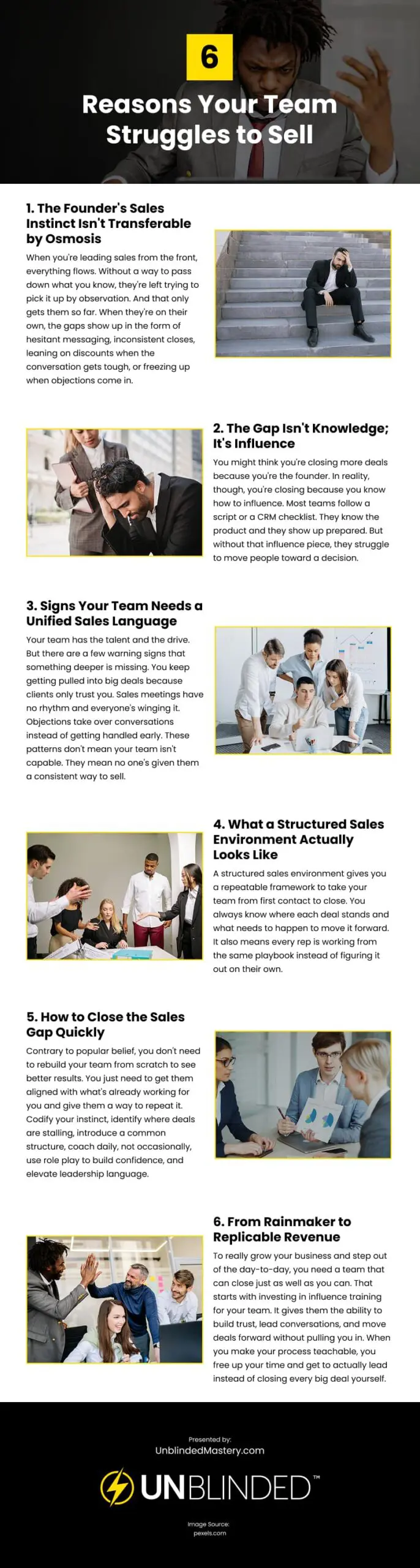 6 Reasons Your Team Struggles to Sell Infographic