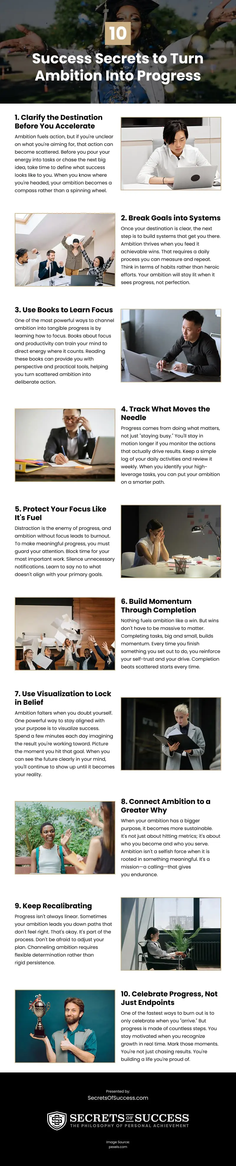 10 Success Secrets to Turn Ambition Into Progress Infographic 10 Success Secrets to Turn Ambition Into Progress Infographic