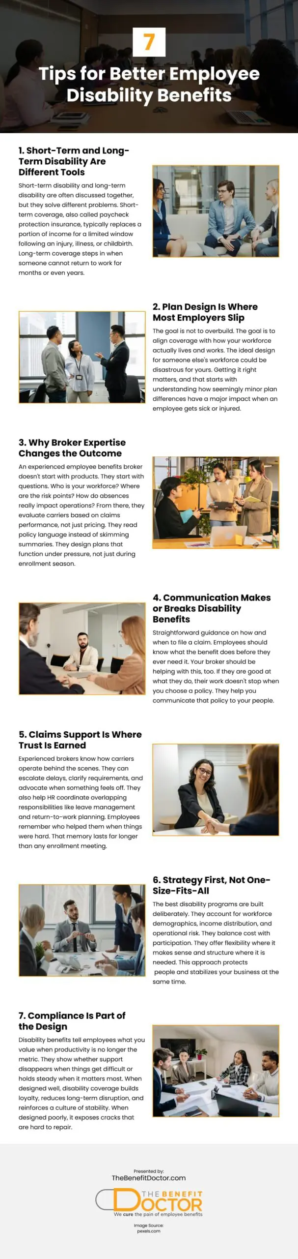7 Tips for Better Employee Disability Benefits Infographic
