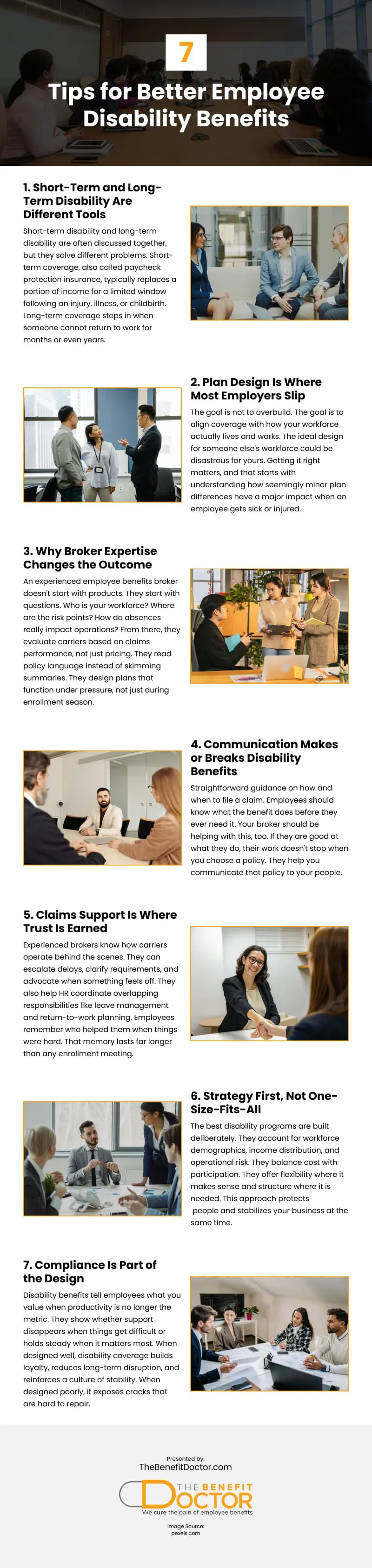 7 Tips for Better Employee Disability Benefits Infographic