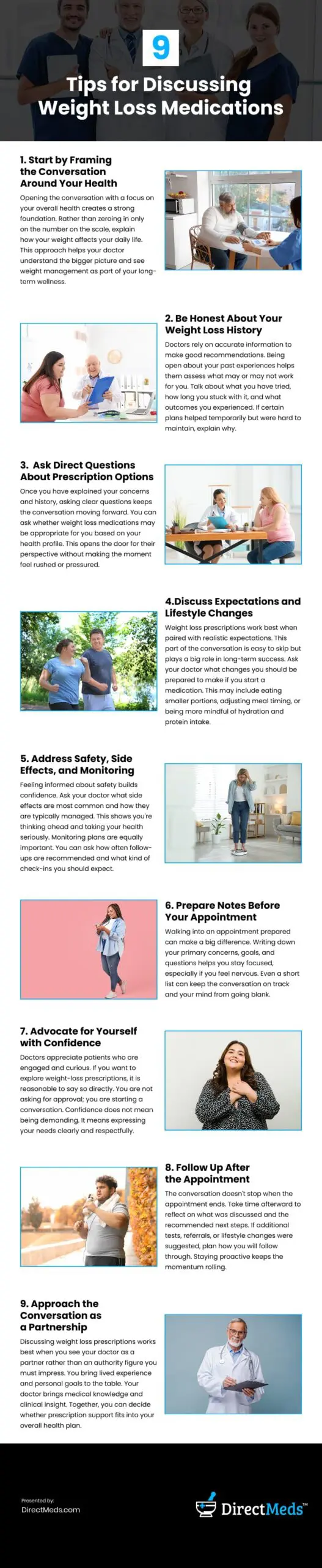9 Tips for Discussing Weight Loss Medications Infographic