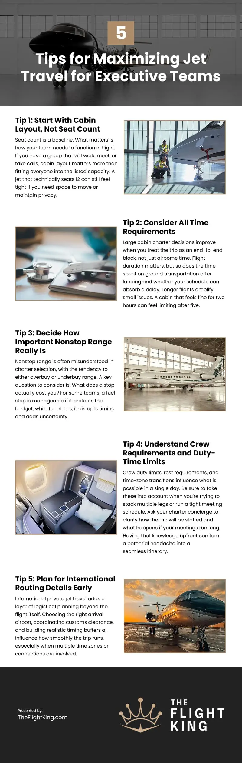 5 Tips for Maximizing Jet Travel for Executive Teams Infographic