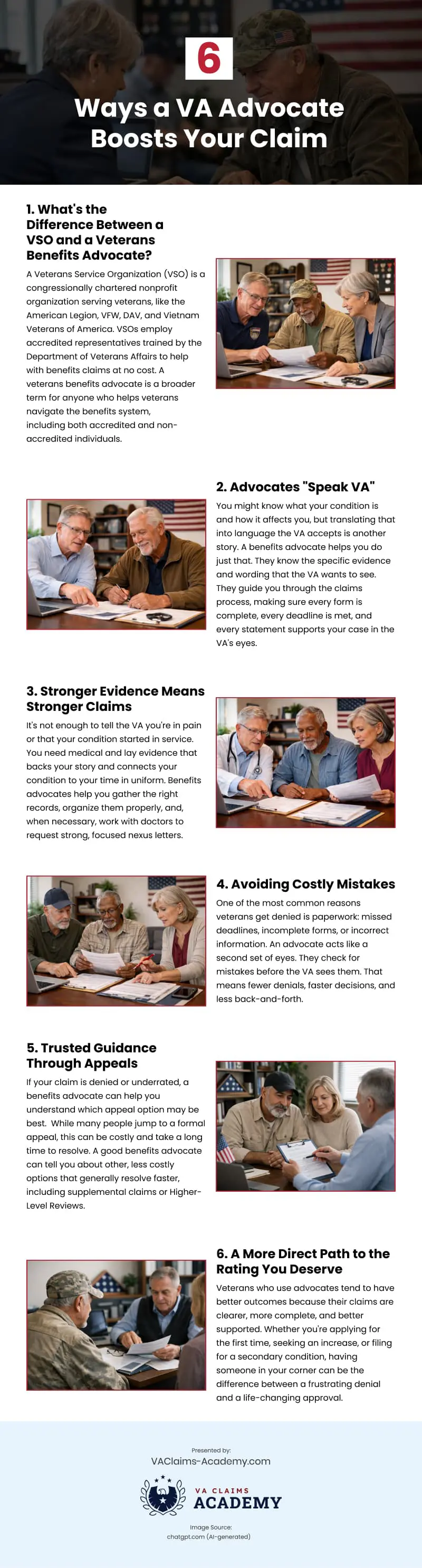 6 Ways a VA Advocate Boosts Your Claim Infographic