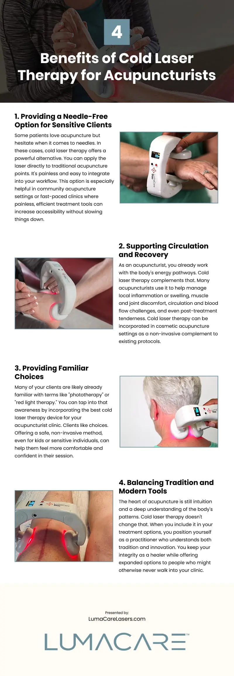 4 Benefits of Cold Laser Therapy for Acupuncturists Infographic