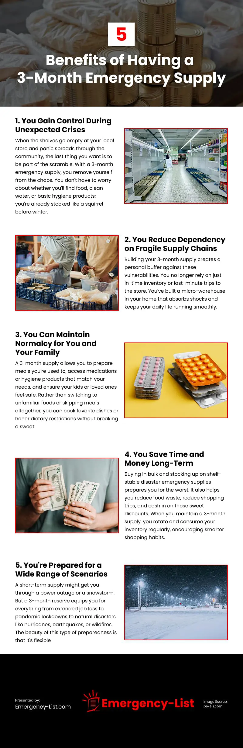 5 Benefits of Having a 3-Month Emergency Supply Infographic