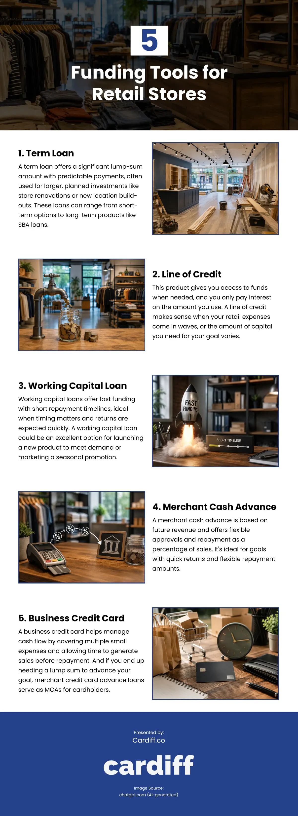 5 Funding Tools for Retail Stores Infographic