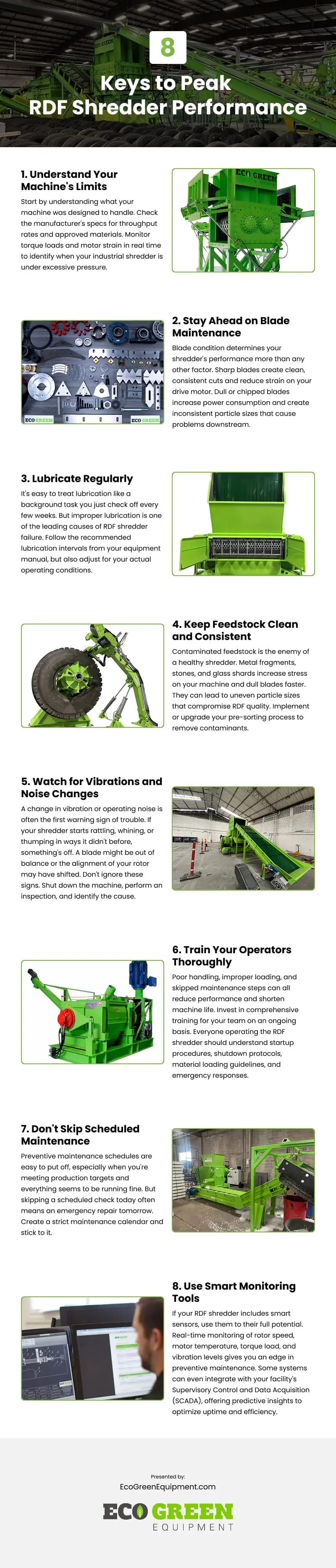 8 Keys to Peak RDF Shredder Performance Infographic