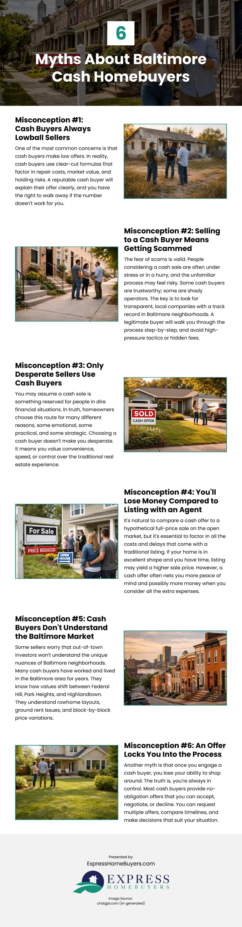 6 Myths About Baltimore Cash Homebuyers Infographic