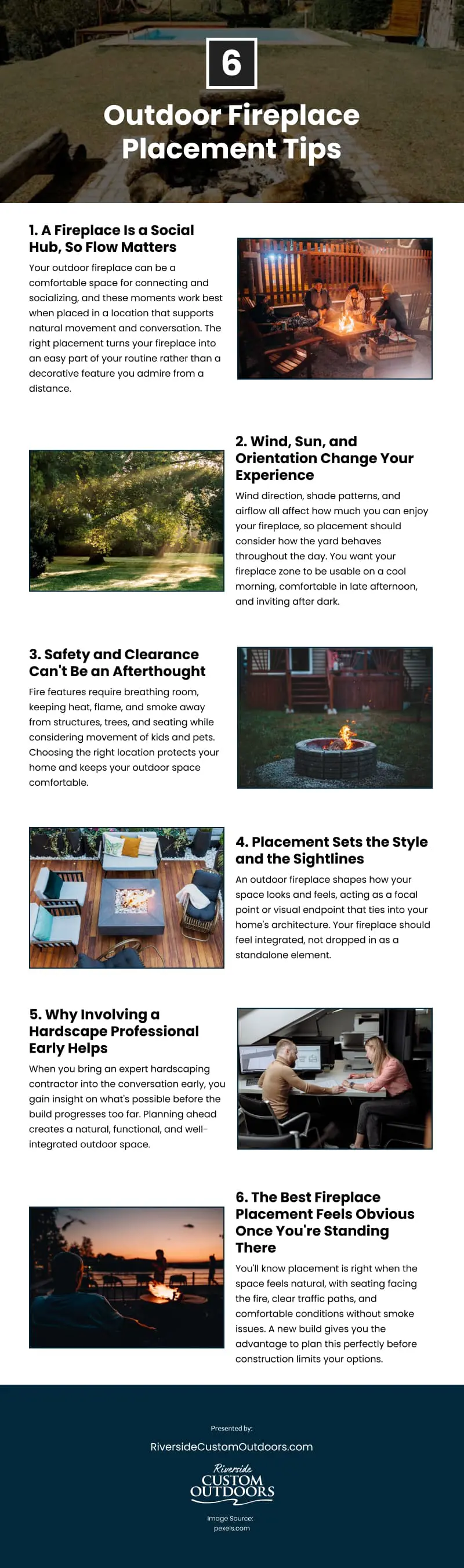 6 Outdoor Fireplace Placement Tips Infographic 6 Outdoor Fireplace Placement Tips Infographic