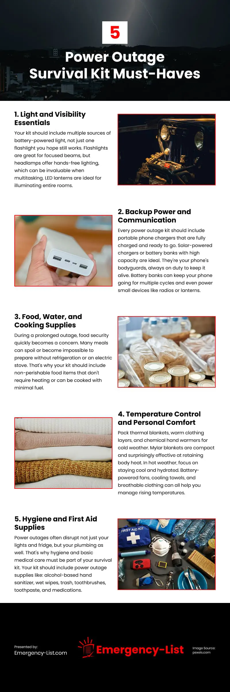5 Power Outage Survival Kit Must-Haves Infographic 5 Power Outage Survival Kit Must-Haves Infographic