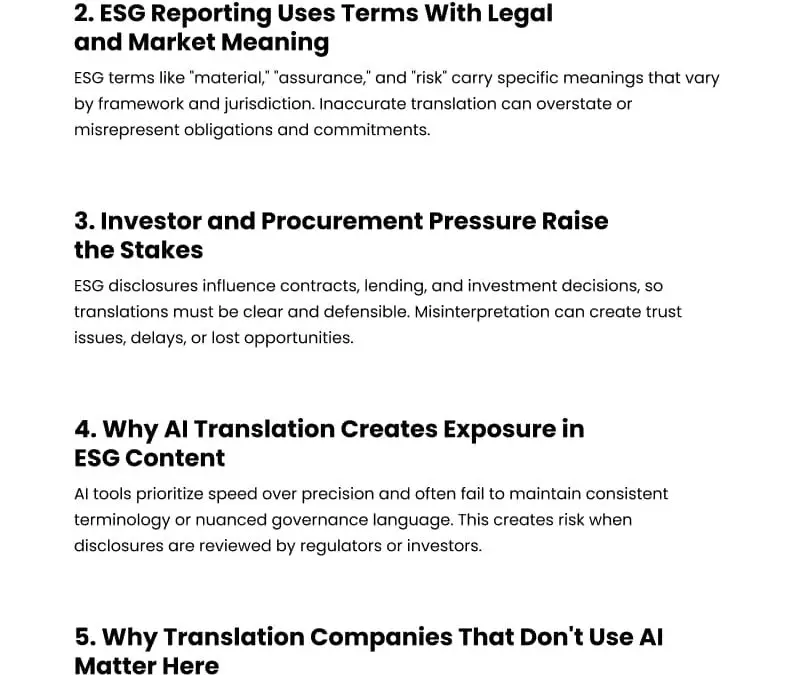 6 Reasons ESG Reporting Demands Precise Translation