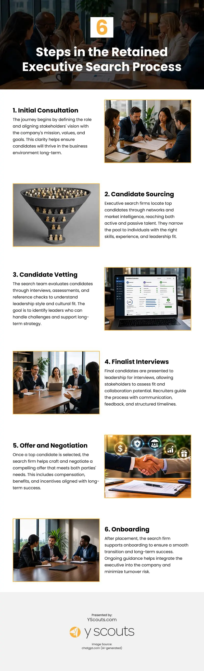 6 Steps in the Retained Executive Search Process Infographic 6 Steps in the Retained Executive Search Process Infographic