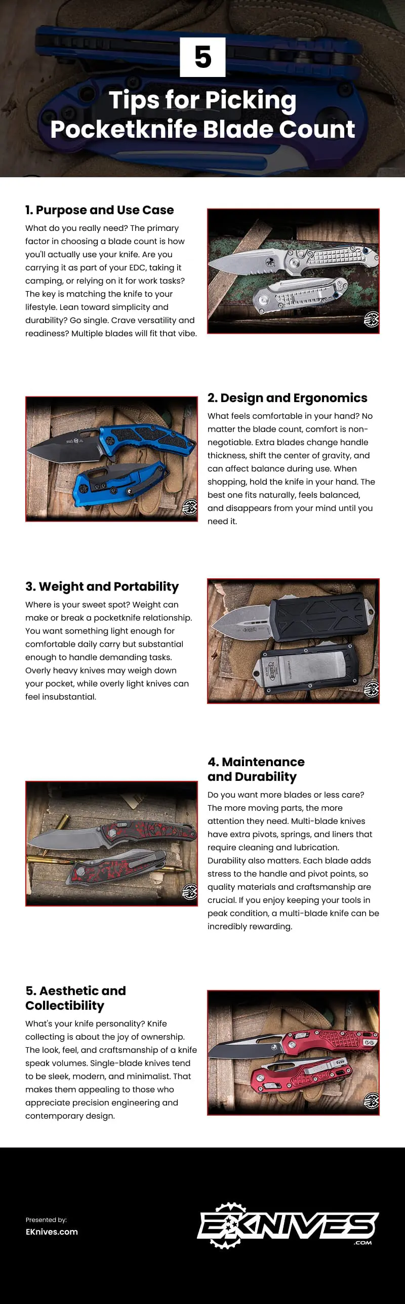 5 Tips for Picking Pocketknife Blade Count Infographic