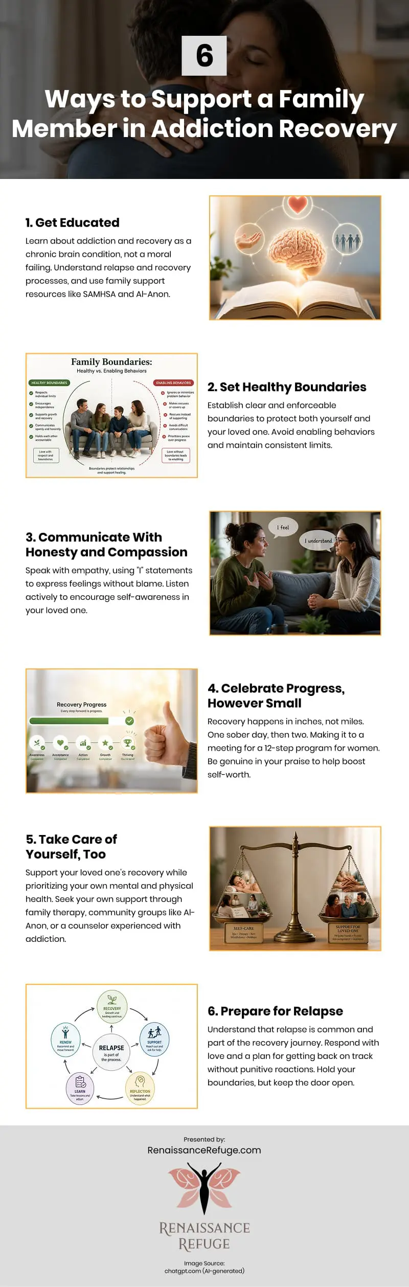6 Ways to Support a Family Member in Addiction Recovery Infographic