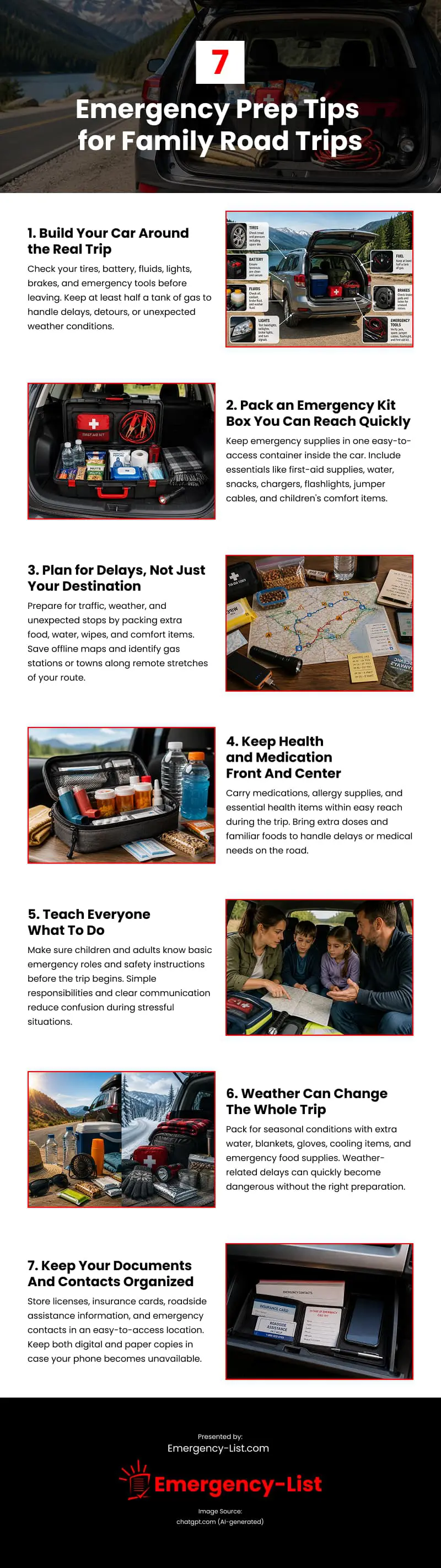 7 Emergency Prep Tips for Family Road Trips Infographic