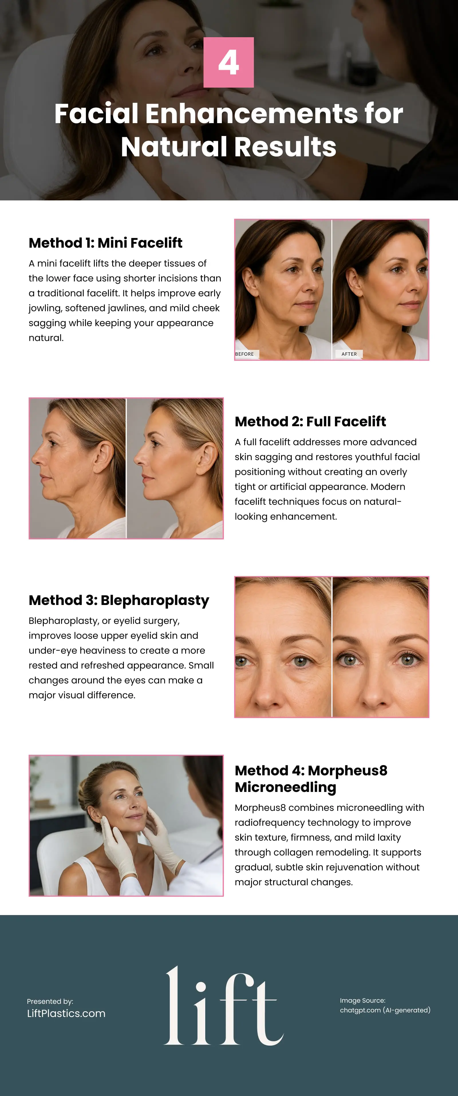 4 Facial Enhancements for Natural Results Infographic