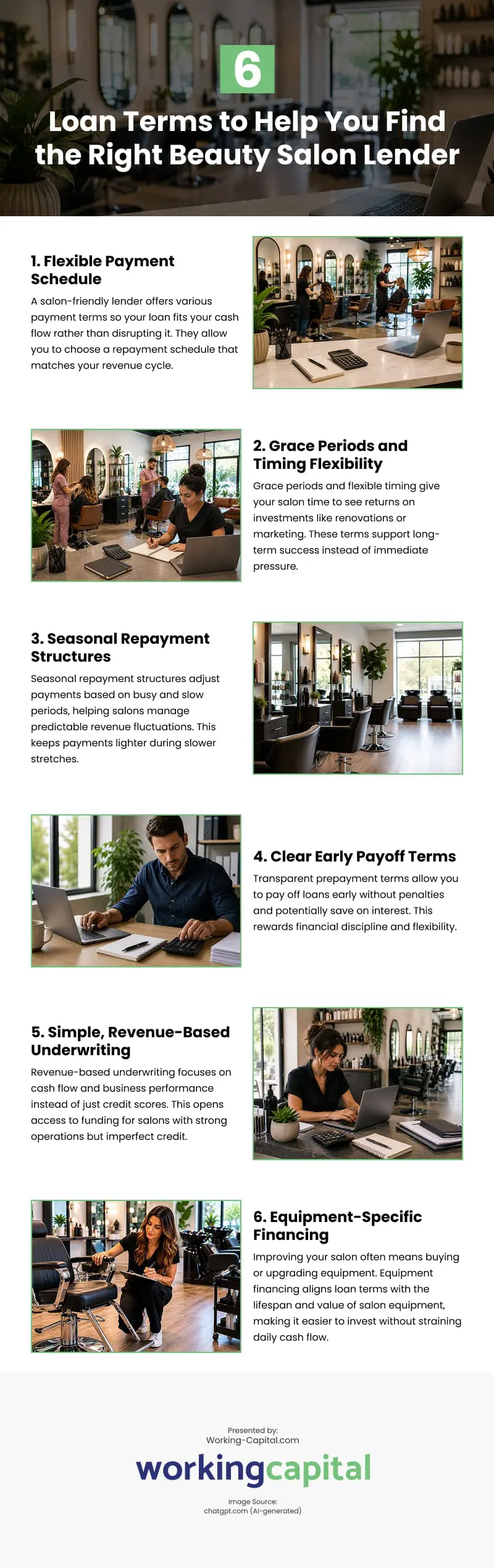 6 Loan Terms to Help You Find the Right Beauty Salon Lender Infographic