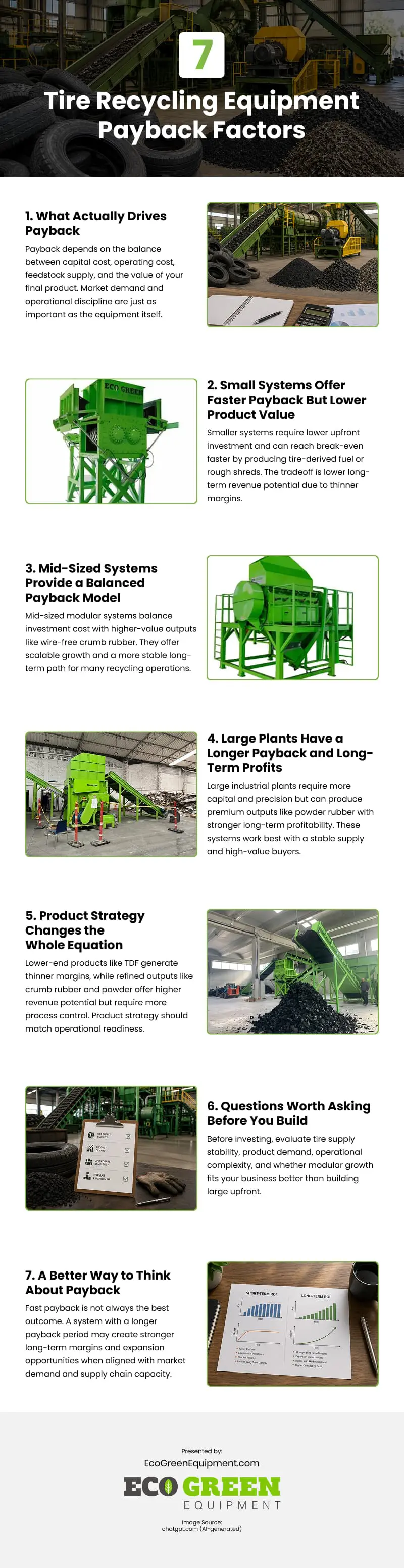 7 Tire Recycling Equipment Payback Factors Infographic