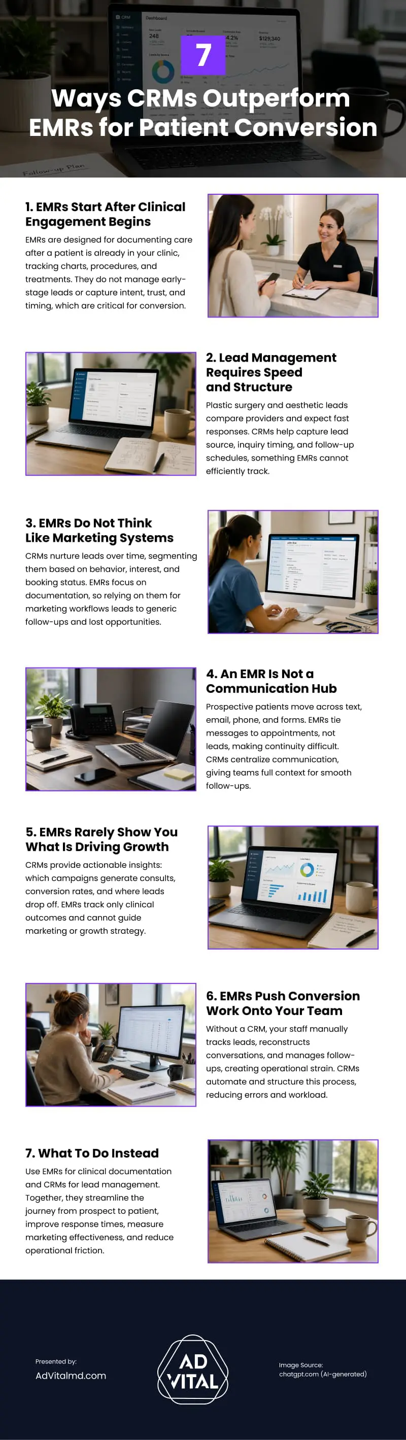 7 Ways CRMs Outperform EMRs for Patient Conversion Infographic