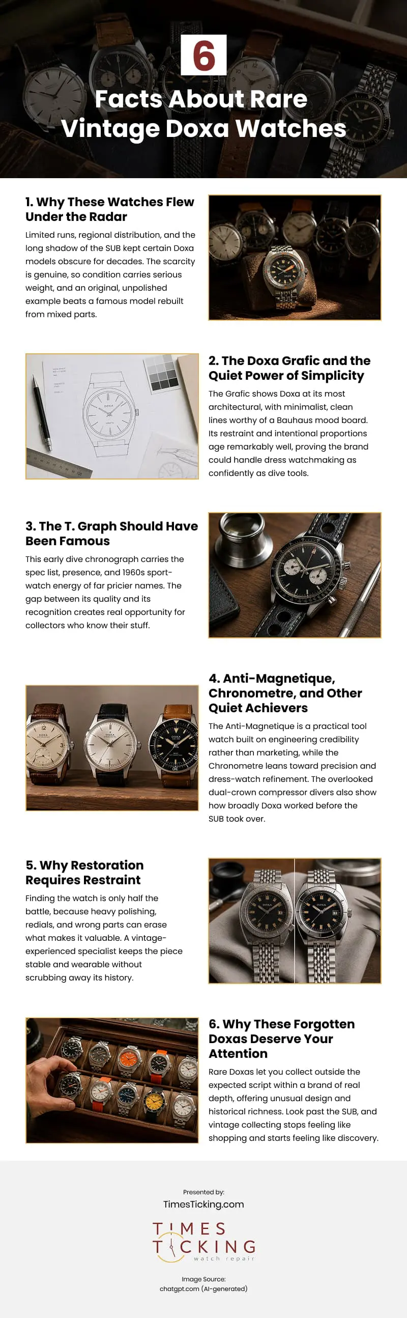 6 Facts About Rare Vintage Doxa Watches Infographic