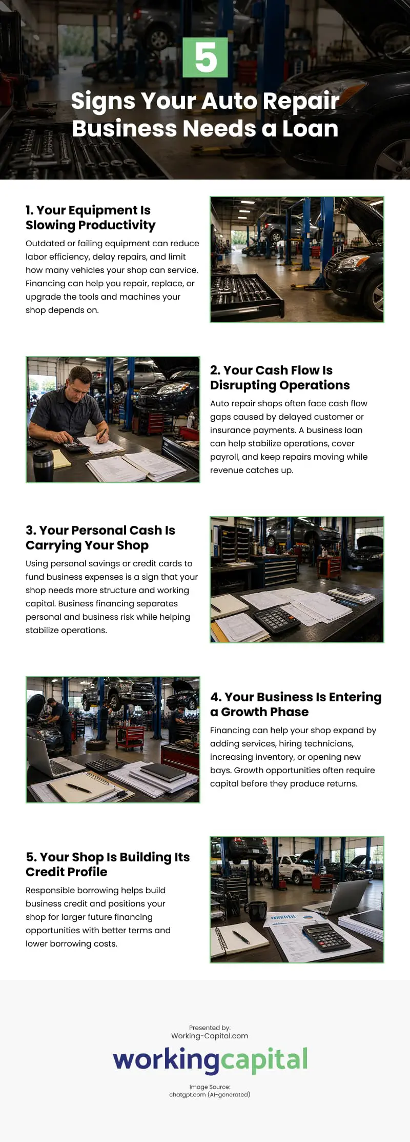 5 Signs Your Auto Repair Business Needs a Loan Infographic 5 Signs Your Auto Repair Business Needs a Loan Infographic