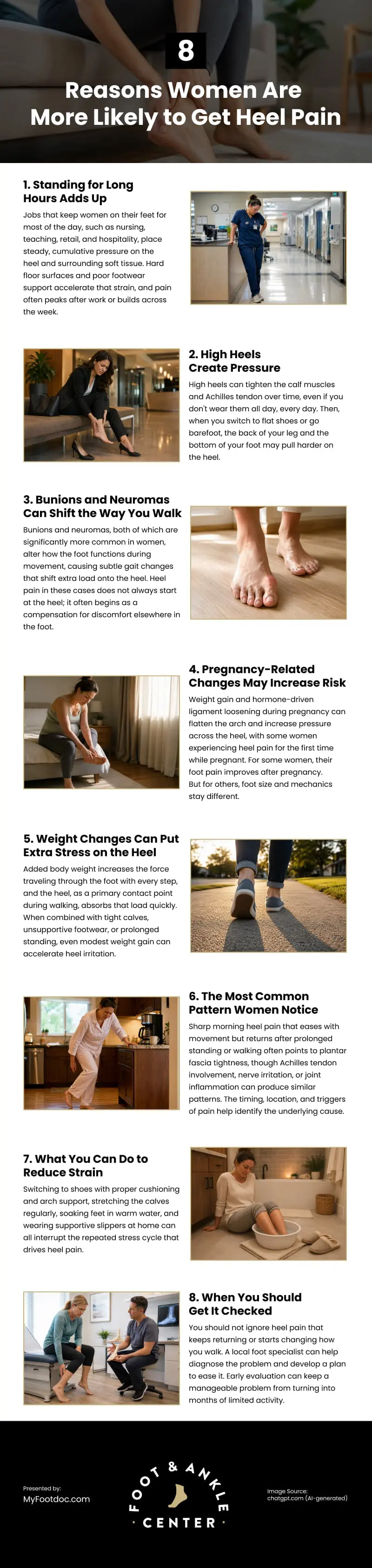 8 Reasons Women Are More Likely to Get Heel Pain Infographic 8 Reasons Women Are More Likely to Get Heel Pain Infographic
