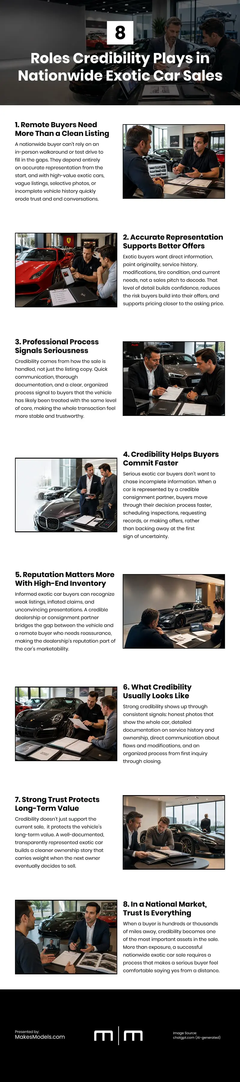 8 Roles Credibility Plays in Nationwide Exotic Car Sales 8 Roles Credibility Plays in Nationwide Exotic Car Sales Infographic