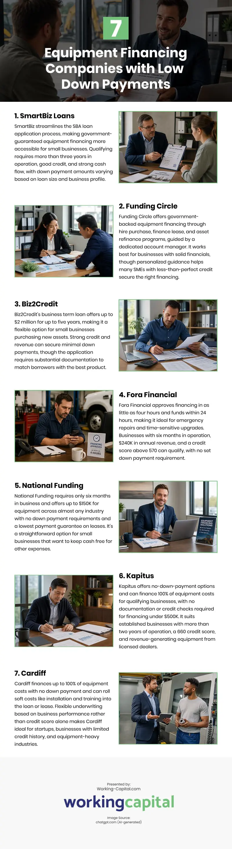 7 Equipment Financing Companies with Low Down Payments Infographic 7 Equipment Financing Companies with Low Down Payments Infographic