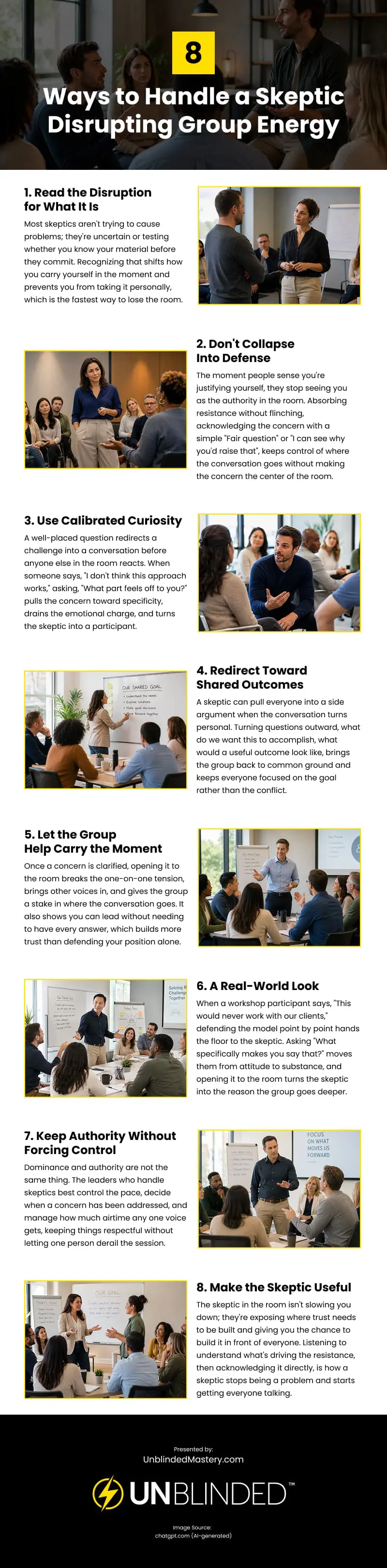 8 Ways to Handle a Skeptic Disrupting Group Energy Infographic 8 Ways to Handle a Skeptic Disrupting Group Energy Infographic