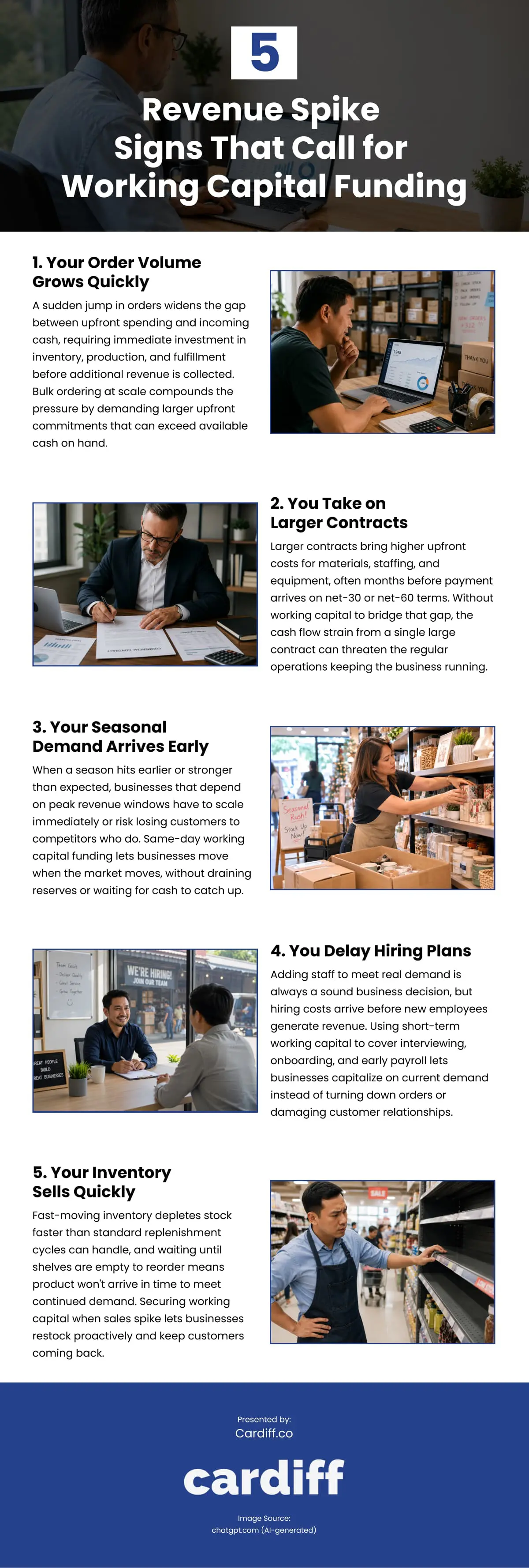 5 Revenue Spike Signs That Call for Working Capital Funding Infographic