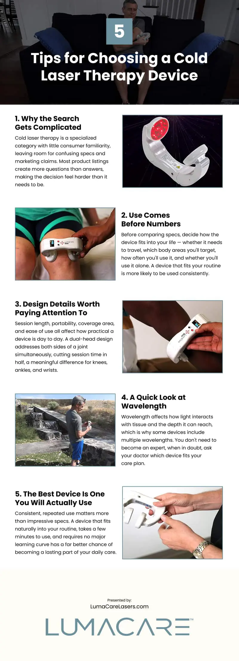 5 Tips for Choosing a Cold Laser Therapy Device Infographic