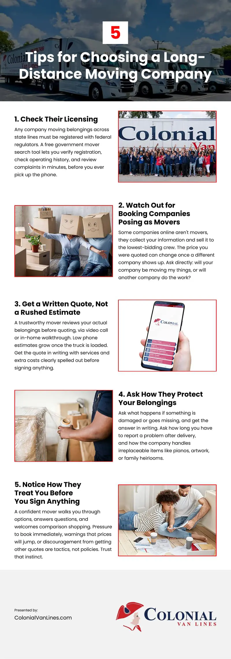 5 Tips for Choosing a Long-Distance Moving Company Infographic