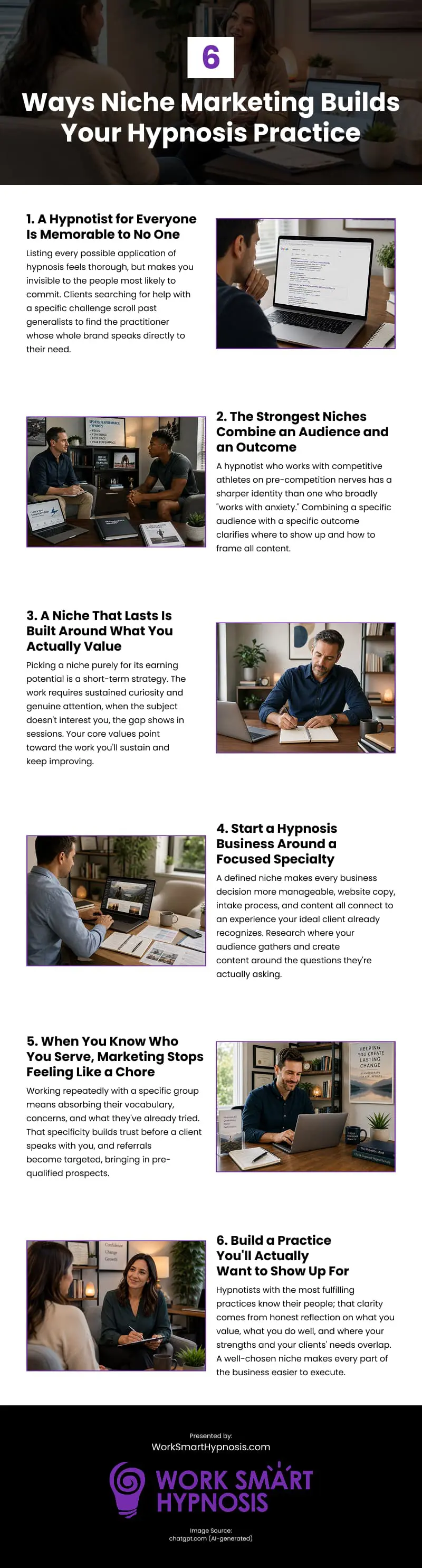 6 Ways Niche Marketing Builds Your Hypnosis Practice Infographic