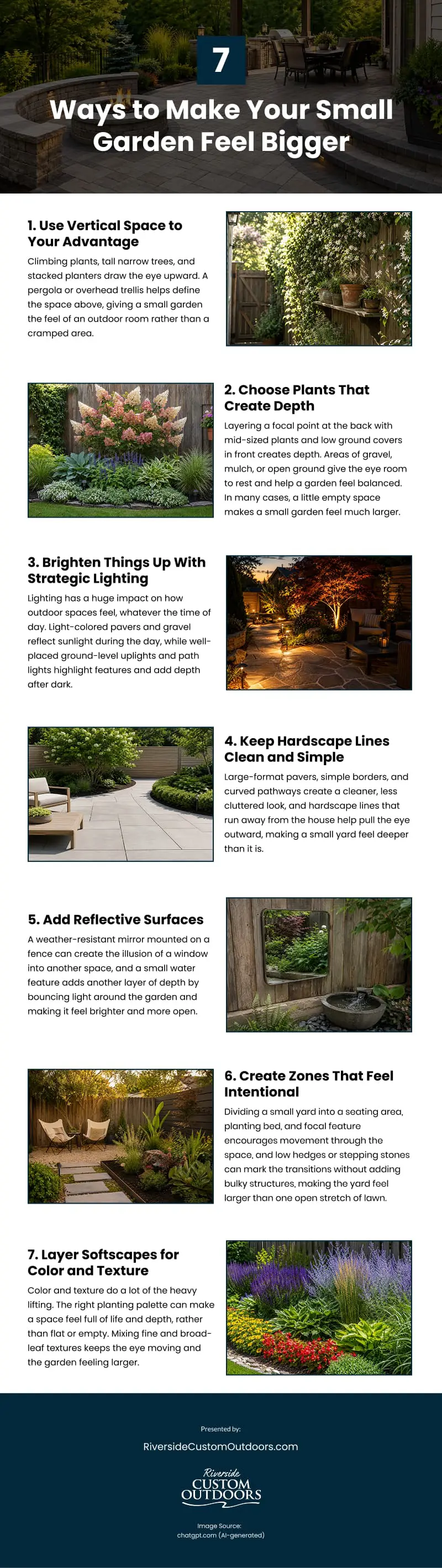 7 Ways to Make Your Small Garden Feel Bigger Infographic