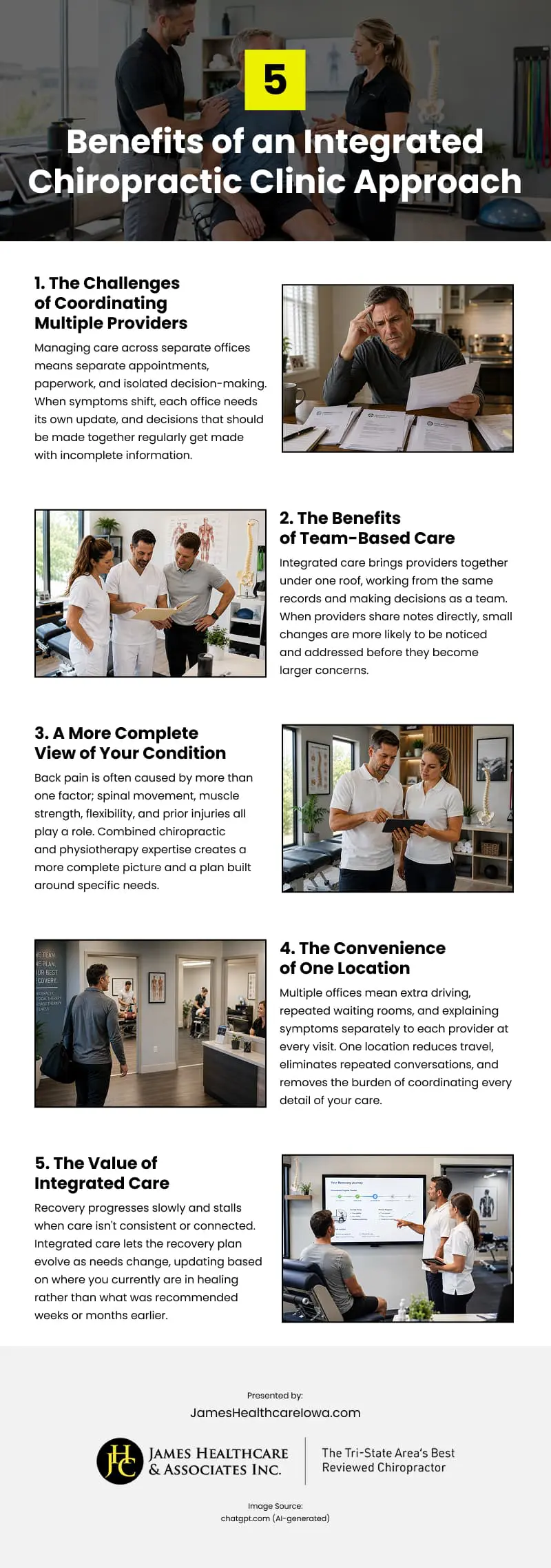 5 Benefits of an Integrated Chiropractic Clinic Approach Infographic 5 Benefits of an Integrated Chiropractic Clinic Approach Infographic