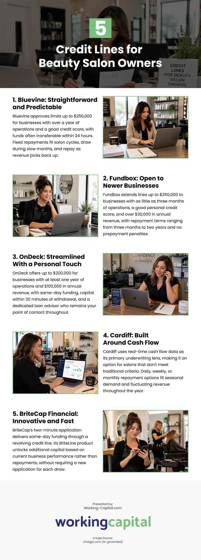 5 Credit Lines for Beauty Salon Owners Infographic 5 Credit Lines for Beauty Salon Owners Infographic