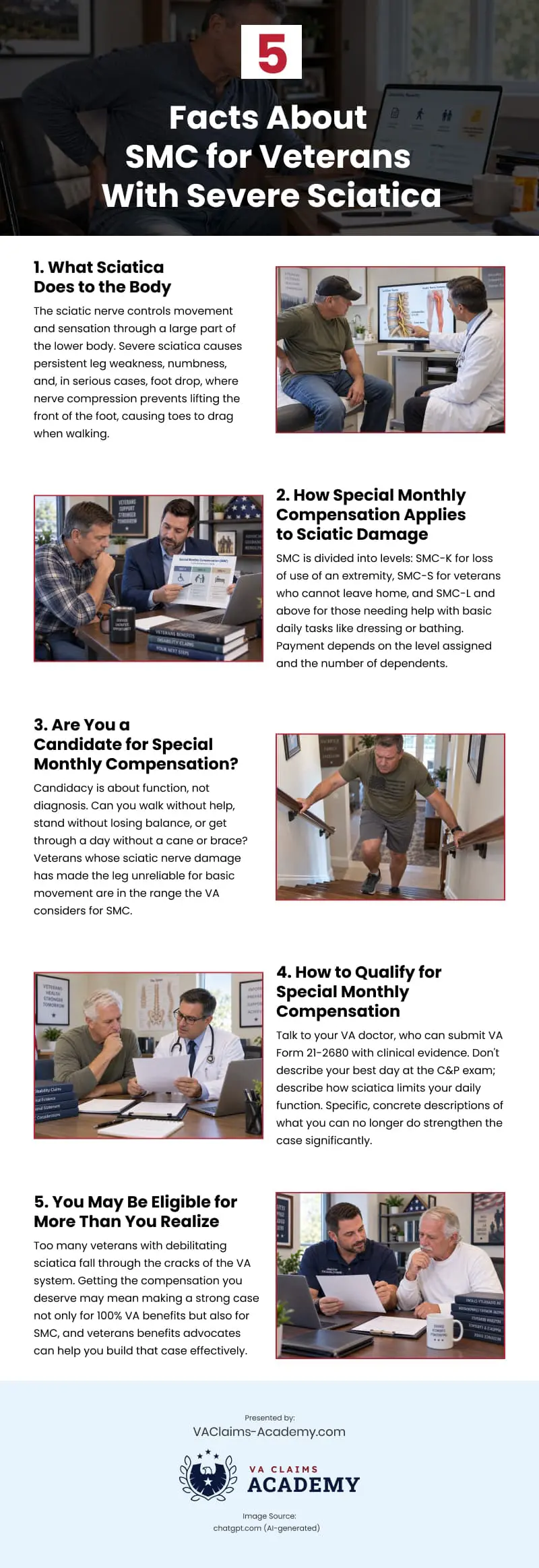 5 Facts About SMC for Veterans With Severe Sciatica Infographic 5 Facts About SMC for Veterans With Severe Sciatica Infographic