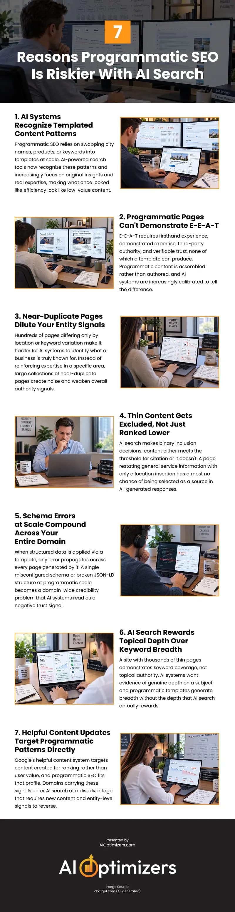 7 Reasons Programmatic SEO Is Riskier With AI Search Infographic 7 Reasons Programmatic SEO Is Riskier With AI Search Infographic
