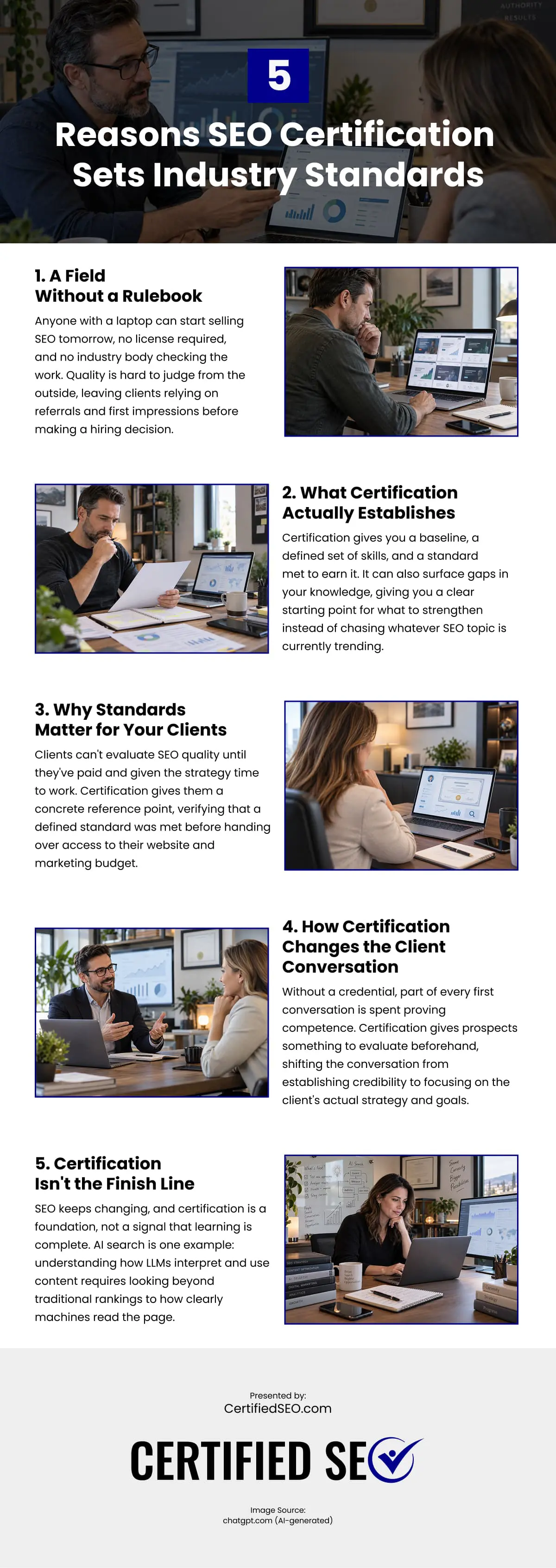 5 Reasons SEO Certification Sets Industry Standards Infographic 5 Reasons SEO Certification Sets Industry Standards Infographic